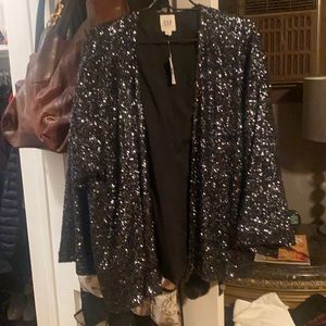 Black and grey sequins gap coat
